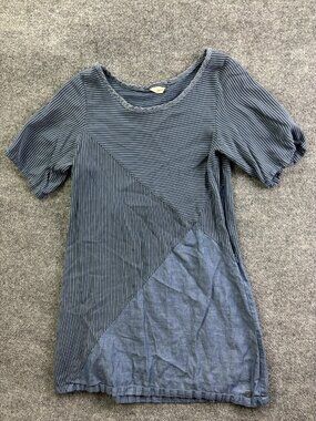 Skunkfunk Dress Womens 3 Blue Stripe Short Sleeve T Shirt Casual Lyocell Zip